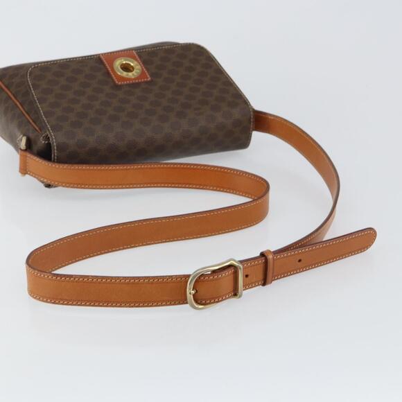 CELINE Macadam Canvas Shoulder Bag Pvc Leather Brown Gold - Picture 7 of 12